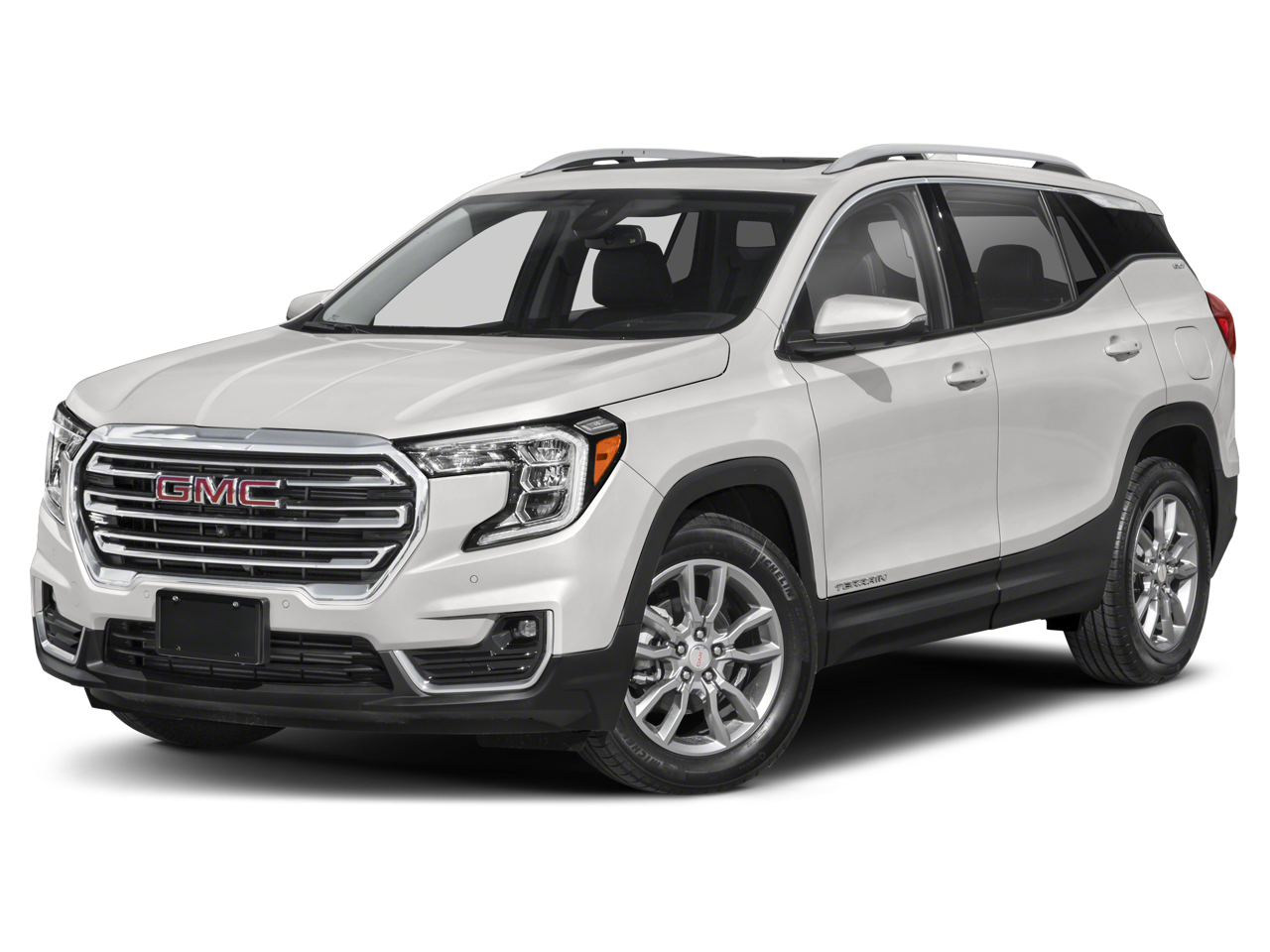 2023 GMC Terrain SLT in Summit White — front three-quarter view